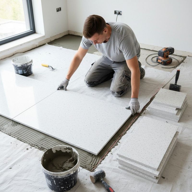 Travertine Floor Installation detail